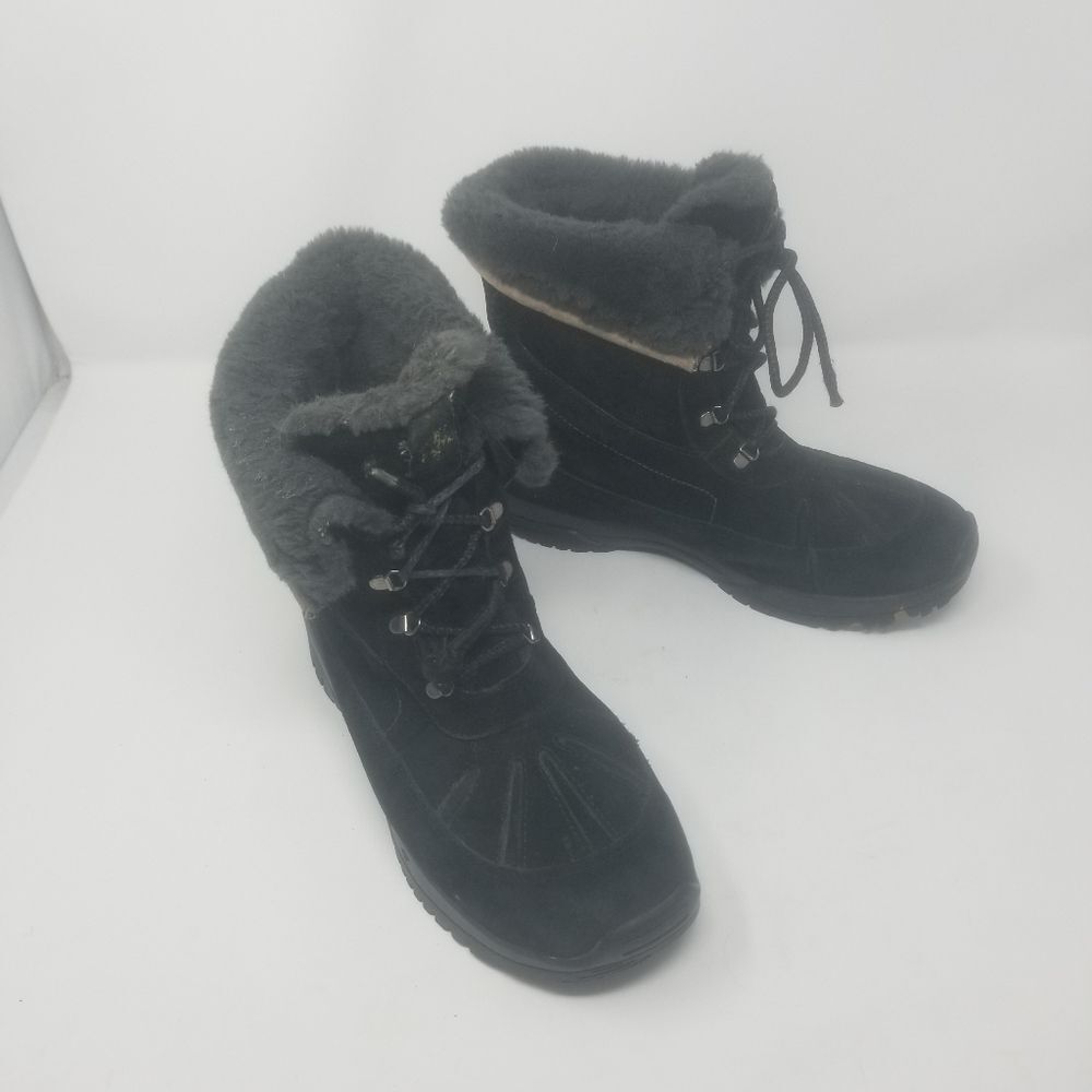 Columbia Black Suede Lavela Faux Fur Lined Lace Up Winter Women's Boots Size 10